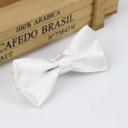 Boys White Satin Bow Tie with Adjustable Strap